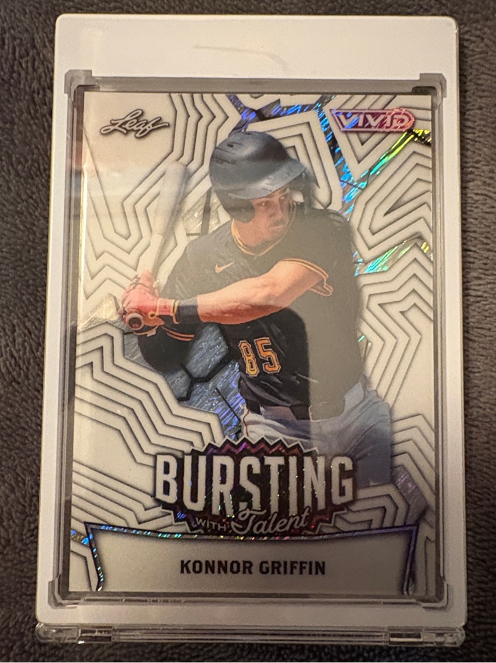 Leaf Vivid Bursting With Talent Konnor Griffin Baseball Card - Black Jersey